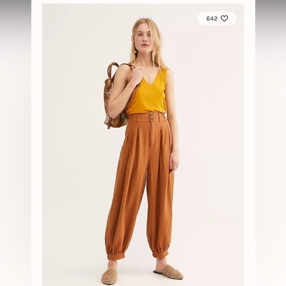 Free People Kirsten trouser rust/autumn leave linen pant - Picture 1 of 11
